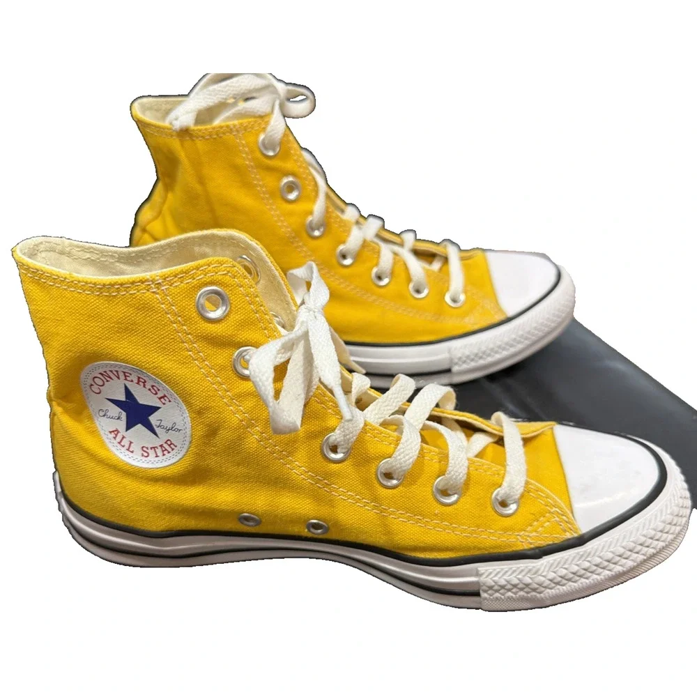 Converse Chuck Taylor All Star Yellow High Top Sneakers Women’s 8 - Picture 3 of 10